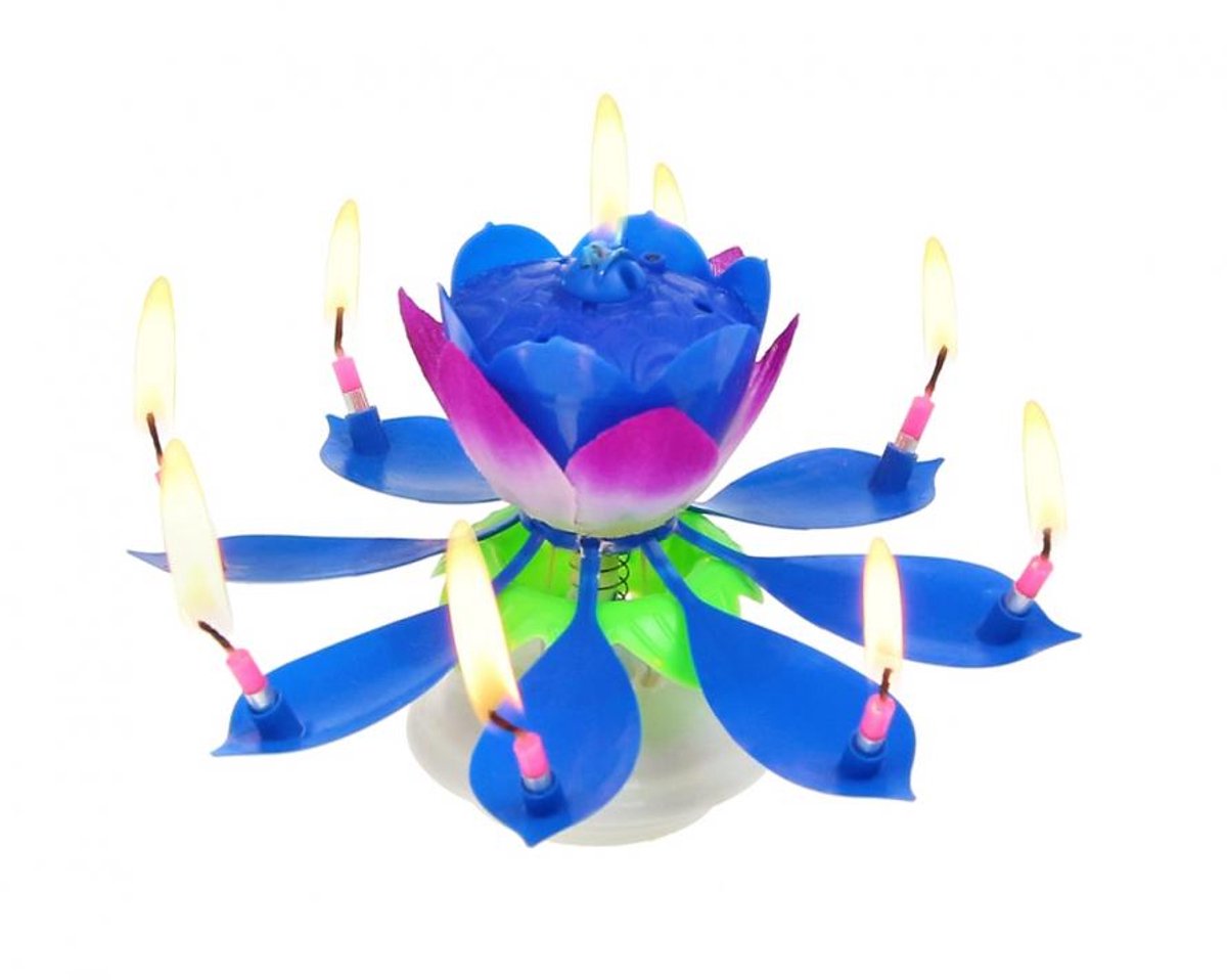 Muziek kaars Happy birthday | blauw